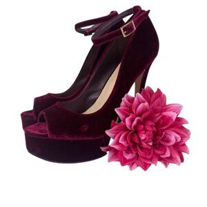 Red Velvet 10 M Stilettos with cushioned soles and ankle strap very sexy